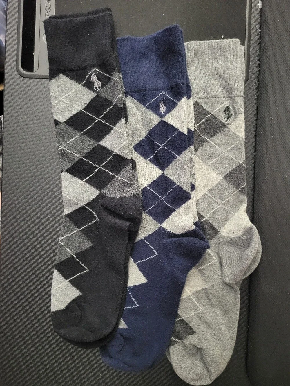 Polo by Ralph Lauren Men's Argyle Crew Socks - 3‎ Pairs Black/gray/navy